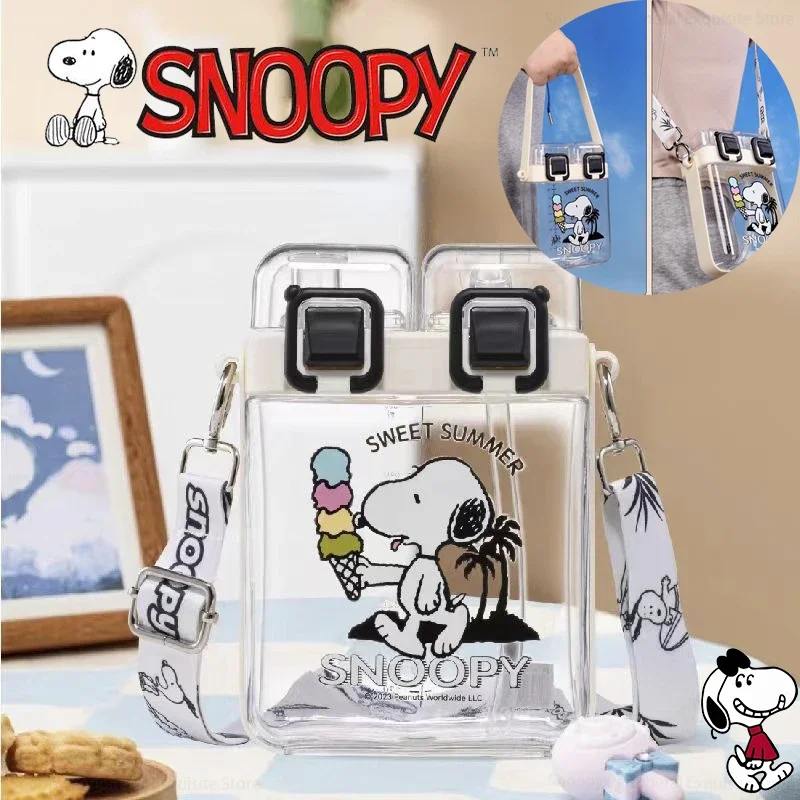 800 мл Snoopy Детская Двойная бутылка для питьевой воды Открытый Портативный Пластиковый стаканчик большой емкости Подарок школьникам на День рождения 0