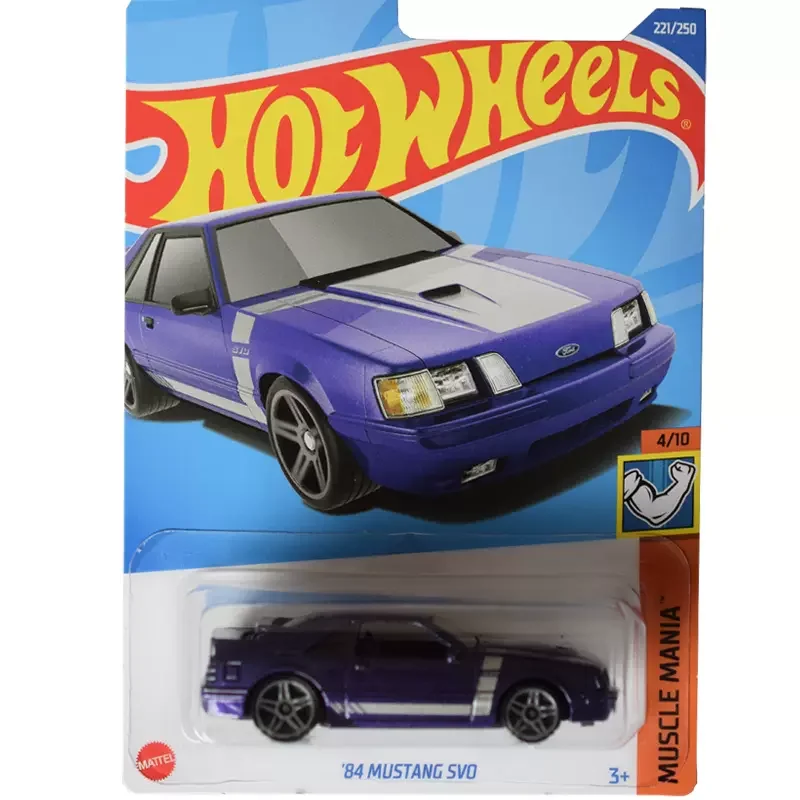 Оригинальные Hot Wheels 1/64, Отлитые под давлением Автомобильные Модели Purple '84 Mustang SVO, Легкосплавные Дорожные Игрушки для Мальчиков Muscle Mania 2022 Case