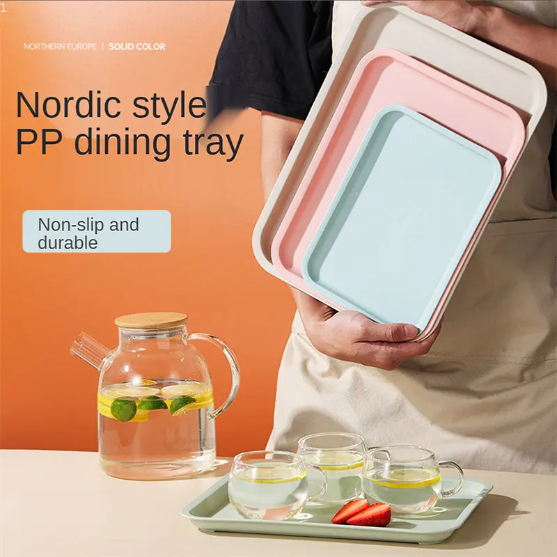 Поддон Nordic PP Пластиковый лоток для еды Форма для хлеба Зеленая Прямоугольная Для хранения бытовых кухонных принадлежностей Гостиничный поднос для десертов