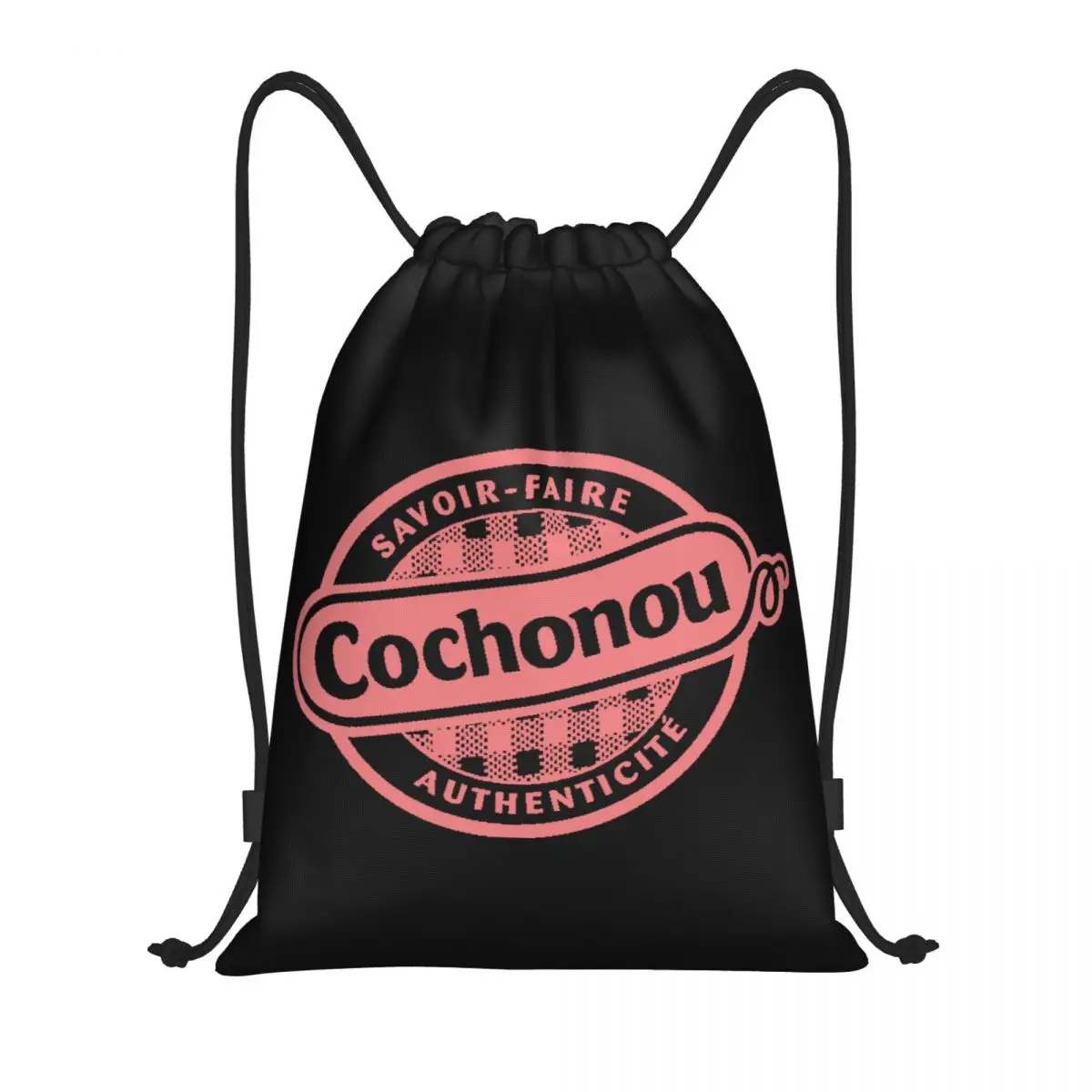 Розовый рюкзак Cochonou Saucissons на шнурке, Женский Мужской рюкзак для спортзала, Переносная сумка для тренировок, сумка