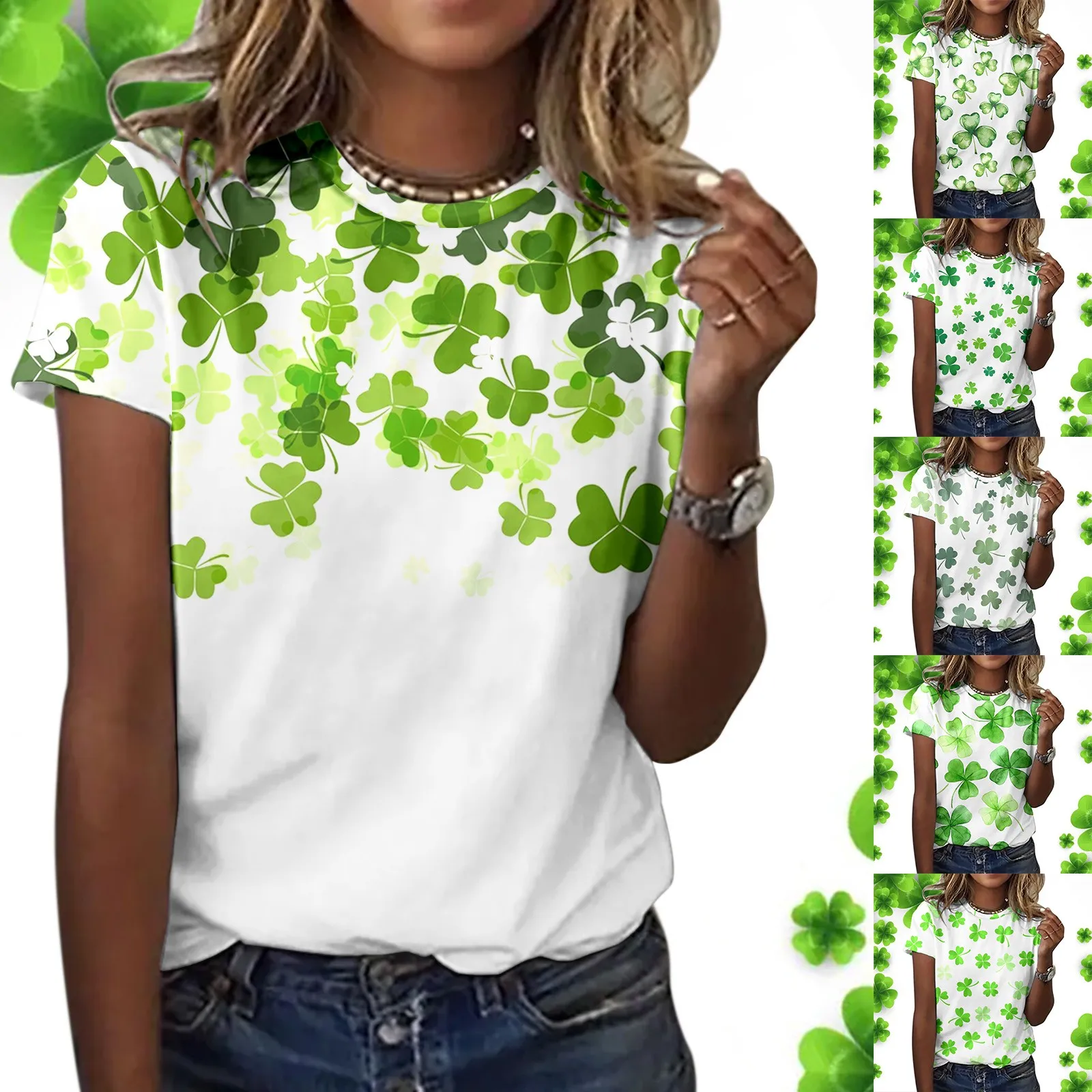 Ирландские футболки для женщин, белая женская базовая футболка с цветочным рисунком, повседневная футболка с круглым вырезом, женская футболка, блузка, топы, St Pa