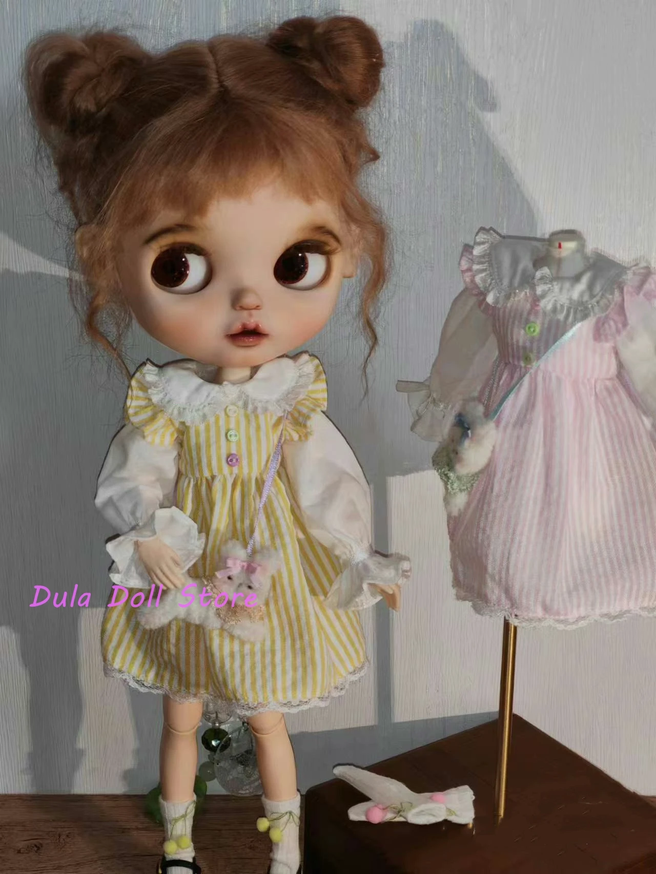 Одежда для куклы Dula Платье кружевная юбка в вертикальную полоску Blythe Qbaby ob24 ob22 Azone Licca ICY JerryB 1/6 Аксессуары для кукол Bjd 0