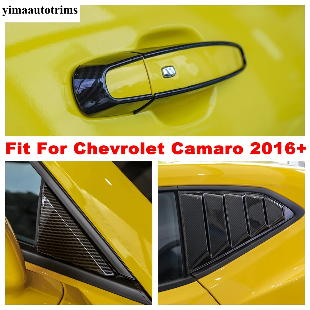 Аксессуары из углеродного волокна, дверная ручка / Треугольные жалюзи на окнах / Накладка на переднюю стойку для Chevrolet Camaro 2016-2020