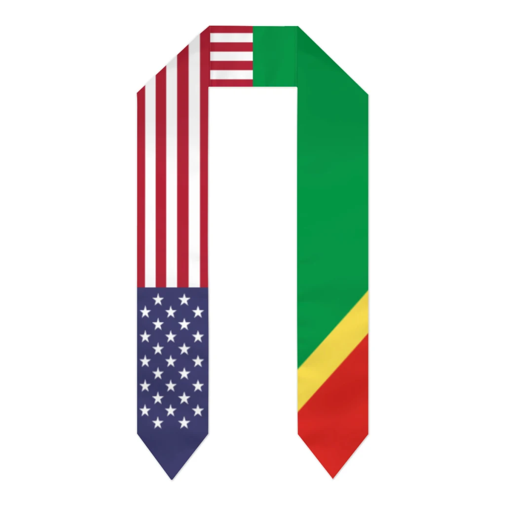 Выпускной пояс Республика Конго и США Палантин с флагом Соединенных Штатов, шали, обертывания для выпускников, подарки для Международной студенческой гордости Scraf