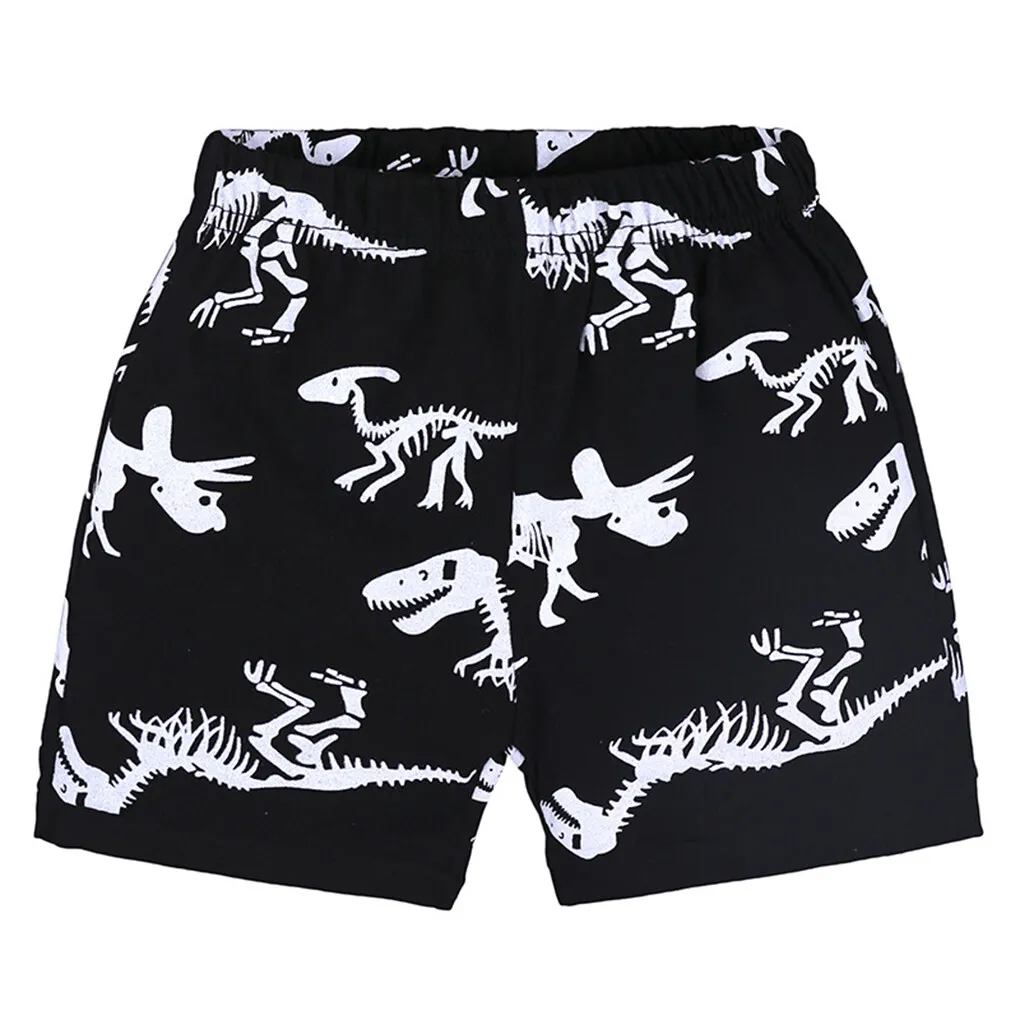 Пижамы для маленьких мальчиков с мультяшным принтом Динозавра, Топы, Шорты, Комплект детской летней повседневной одежды
