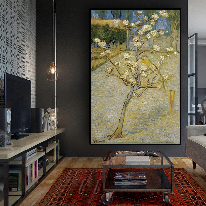 Знаменитый Ван Гог Цветущее миндальное дерево Репродукции масляной живописи на холсте Плакаты и принты Настенная живопись для гостиной 0