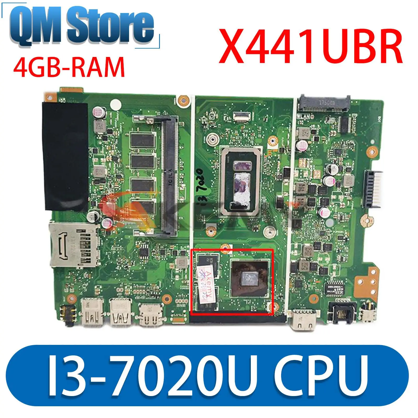 X441UBR оригинальная материнская плата для ASUS X441UV X441UVK X441UR X441URK X441UB материнская плата ноутбука с I3-7020U V2G 4 ГБ оперативной памяти