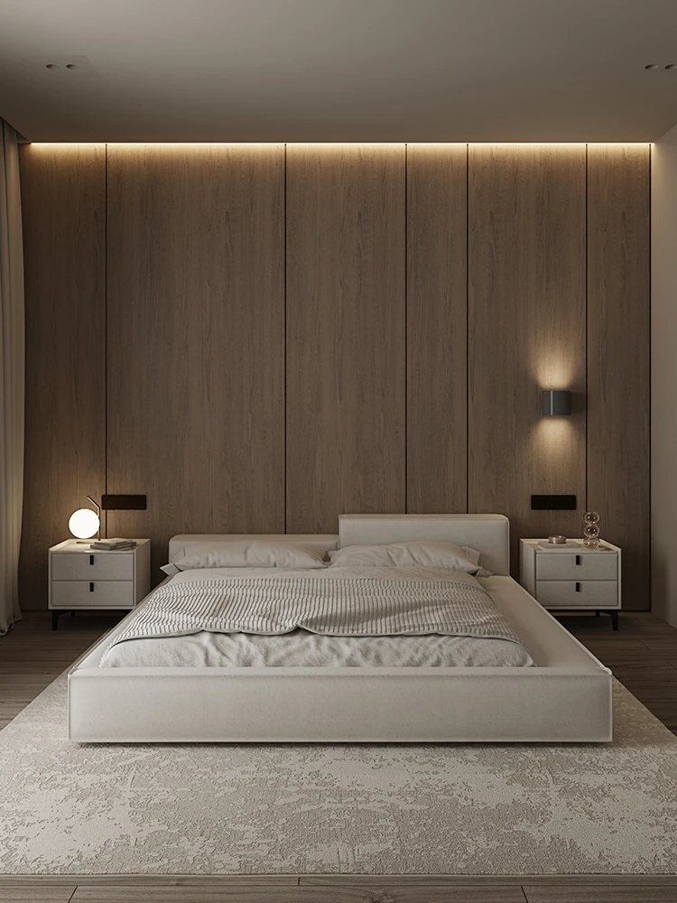 Тканевая кровать-татами с фигурной головкой, технология производства блоков тофу, двуспальная кровать, обитая тканью кровать