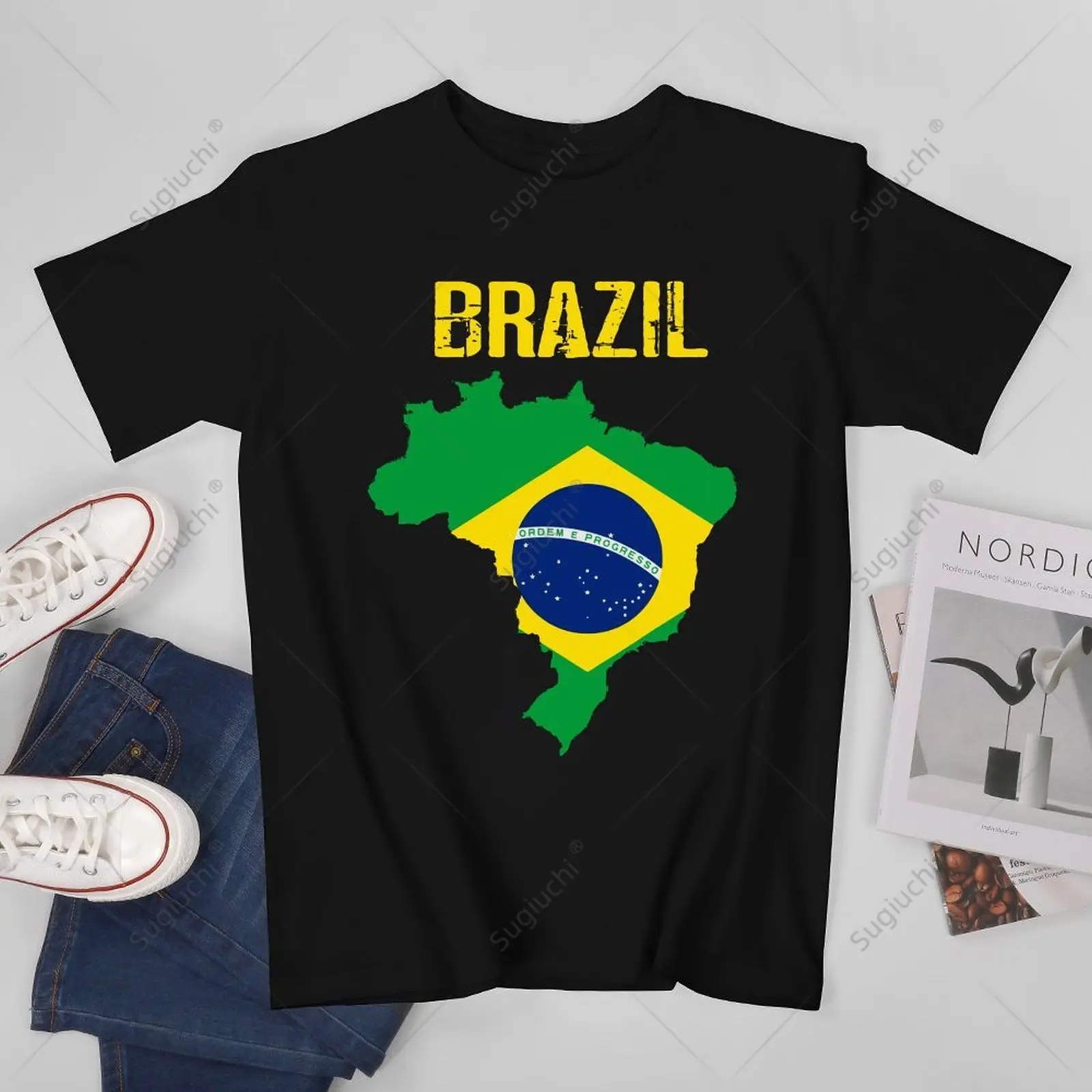 Унисекс, мужчины, Бразилия, флаг Бразилии, Бразилия, футболки, футболки для женщин, футболки для мальчиков из 100% хлопка 0