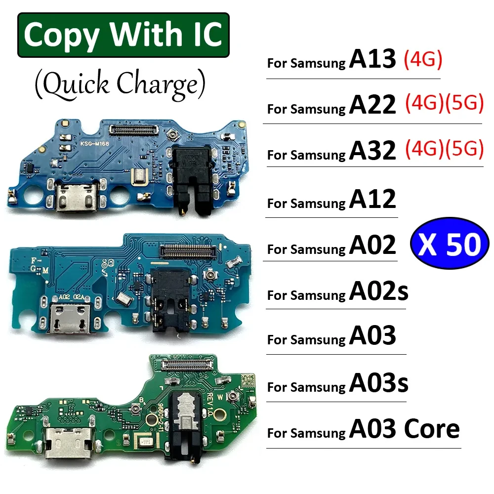50 шт. USB Зарядное Устройство Док-станция для Зарядки Порты и Разъемы Разъем Гибкий Кабель Samsung A13 A22 A32 4G 5G A12 A02 A02s A01 A03s A03 Core