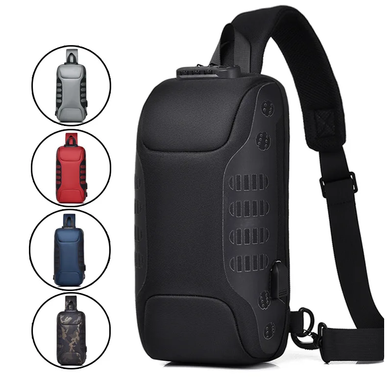 Модные мужские сумки через плечо, многофункциональная сумка через плечо с портом быстрой зарядки USB, нагрудная сумка, противоугонная сумка, мужская нагрудная сумка