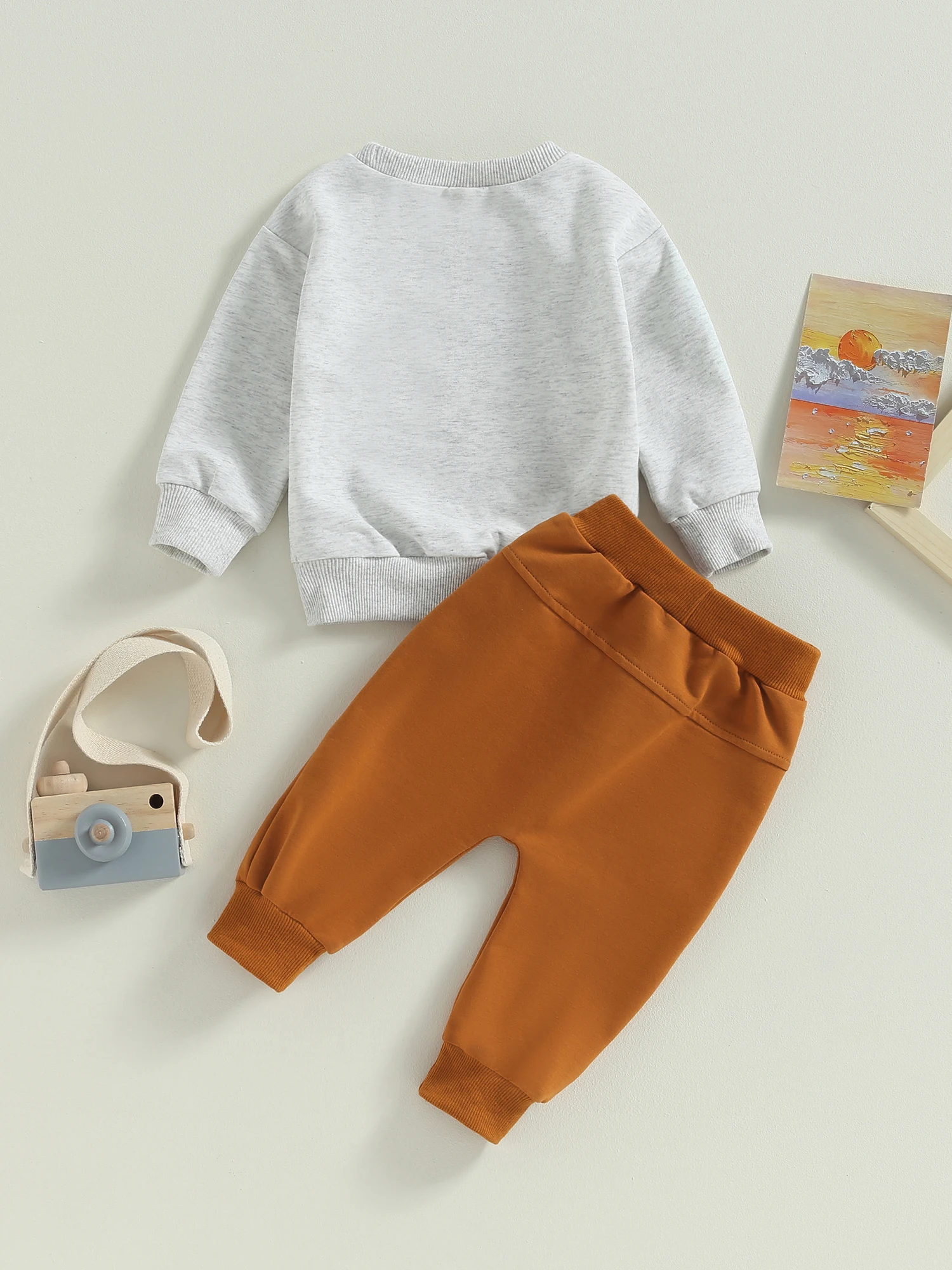 Осенняя одежда для маленьких мальчиков с буквенным принтом регби, круглый вырез, толстовки с длинными рукавами и длинные брюки, комплект одежды из 2 предметов 0