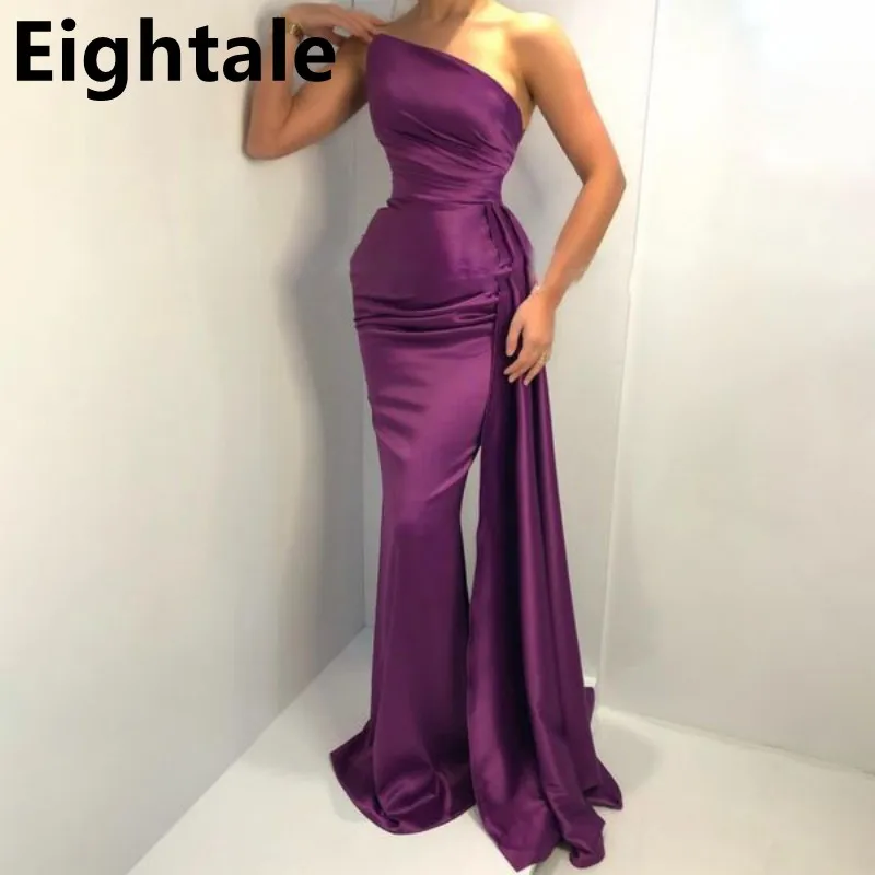 Eightale 2023 Фиолетовое атласное вечернее платье Русалки без бретелек длиной до пола, платье для выпускного вечера, вечернее платье для вечеринки Robe de soiree
