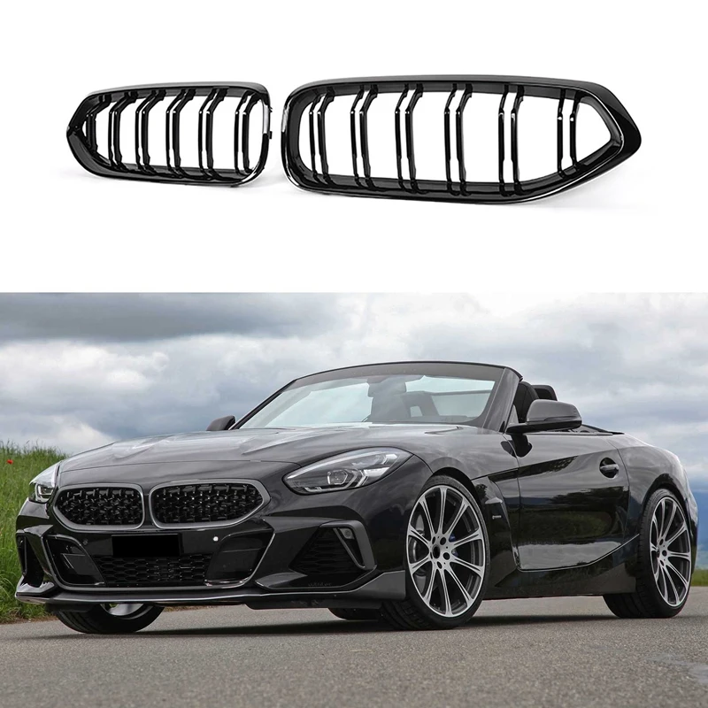 1 Пара автомобильных двойных линий переднего капота, решетка радиатора, глянцевые черные гоночные решетки для BMW Z4 G29 2020 2021