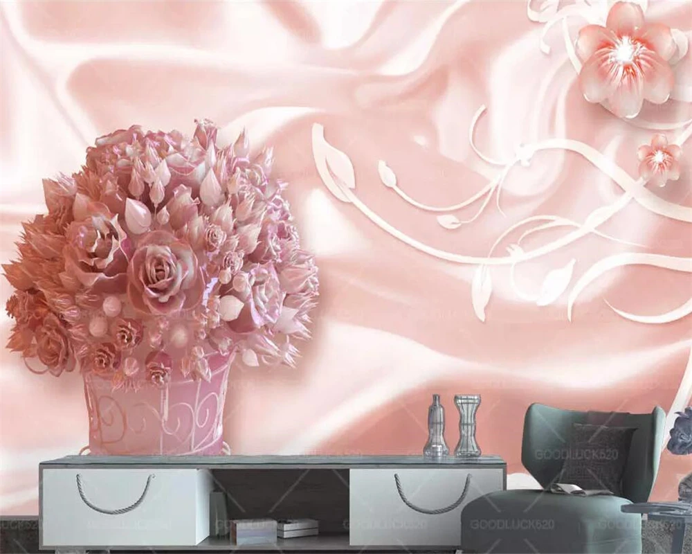 Бейбехан Пользовательские обои розовая лоза шелковый фон Европейская 3D фреска ТВ фон настенная роспись гостиная спальня 3D обои
