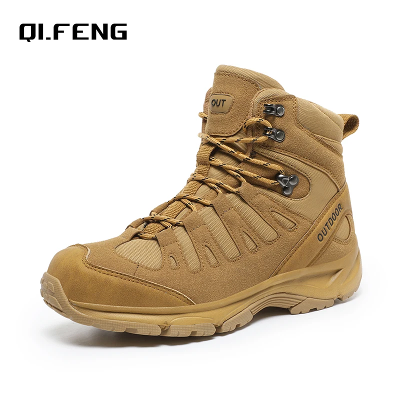 Армейские ботинки для полевых тренировок на открытом воздухе, альпинистские походные нескользящие ботинки, мужские ботильоны, высокие повседневные кроссовки