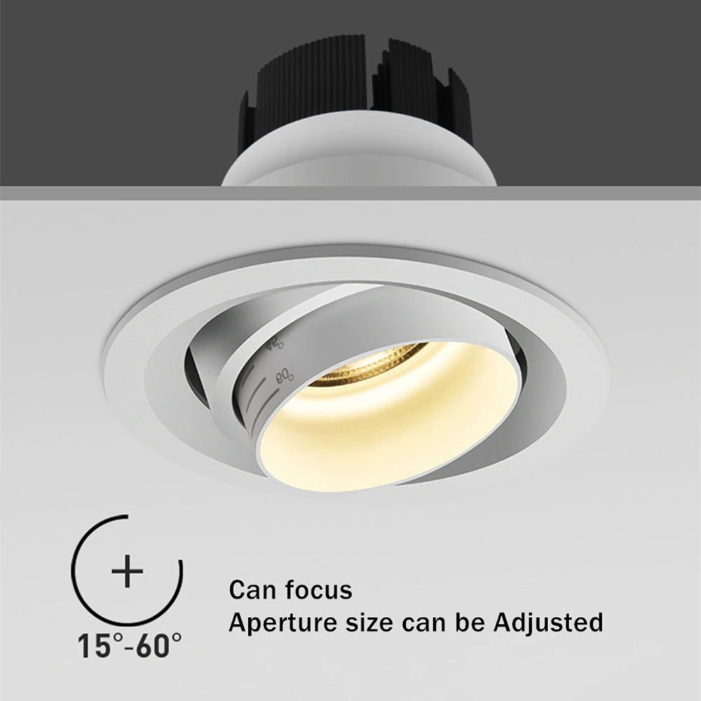 Светодиодный светильник с фокусировкой прожектора, Встраиваемый потолочный точечный светильник С регулируемым углом луча, лампа для мытья стен с COB-фокусировкой, белый