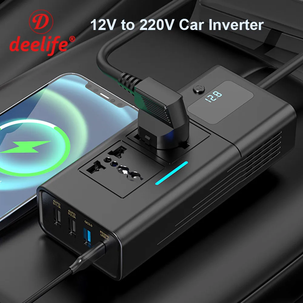 Автомобильный Инвертор Deelife 220v мощностью от 12 до 220-200 Вт для автомобиля 12V 0