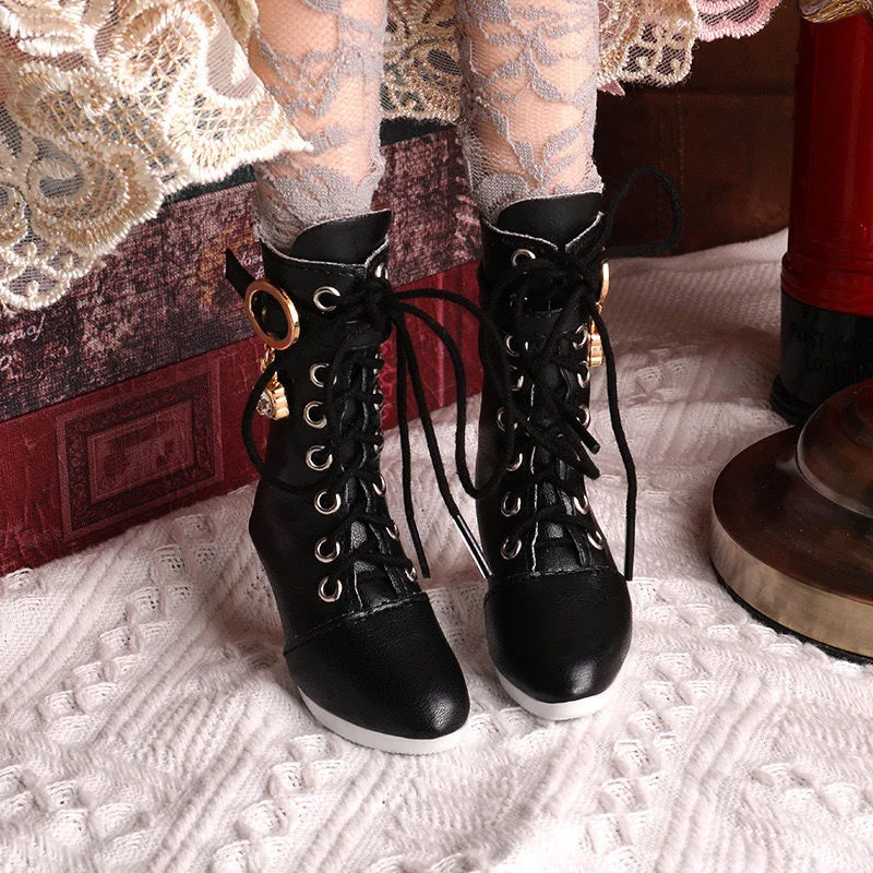 Черные туфли для куклы 60 см, сапоги на каблуке 1/3 BJD Yeluoli Бесплатная доставка