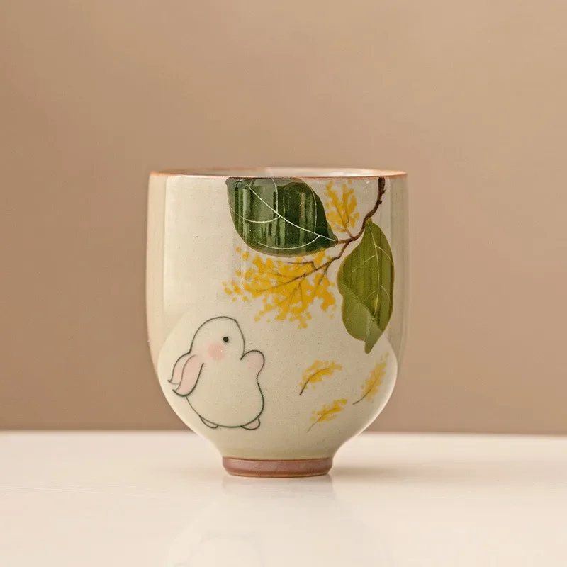 Китайский модный керамический домашний китайский чайный сервиз кунг-фу с образцом травянистого серого кролика, персональная чашка для хозяина, одиночная чашка
