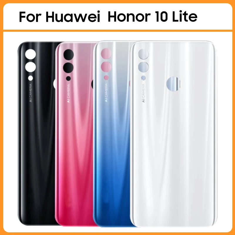 Для Huawei Honor 10 Lite Задняя крышка батарейного отсека Пластиковая панель задней двери Honor10 Lite Корпус батарейного отсека чехол Клейкий объектив камеры