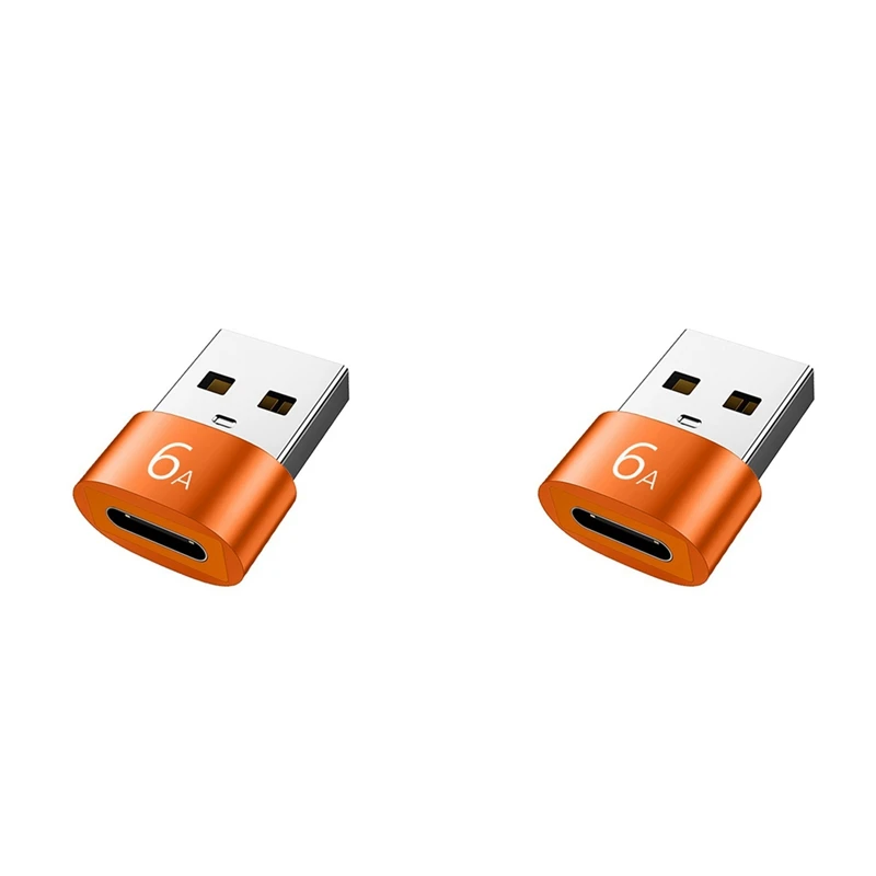 2шт адаптер 6A Type C к USB 3.0 OTG, конвертер USB C женский в USB мужской для Samsung Xiaomi Huawei, оранжевый