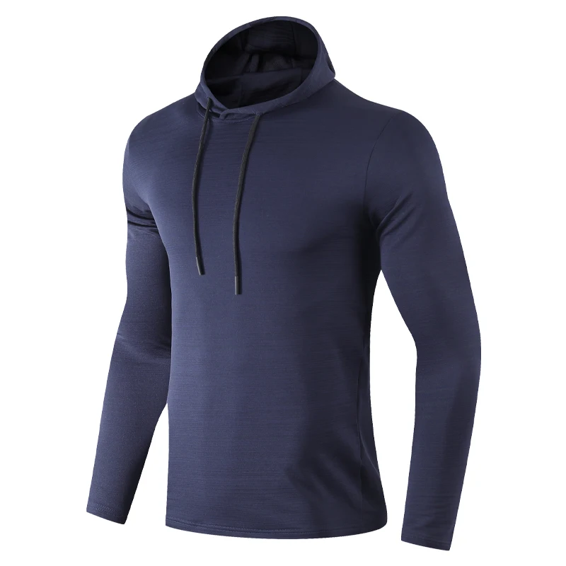 Толстовка для бега, мужская Быстросохнущая Уличная одежда для спортзала, Тренировочные Пуловеры, Дышащий однотонный открытый спандекс с длинным рукавом 0