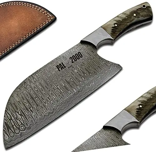 Ручная работа - Дамасская сталь - Нож для разделки мяса Edc - Нож с ножнами (6017)