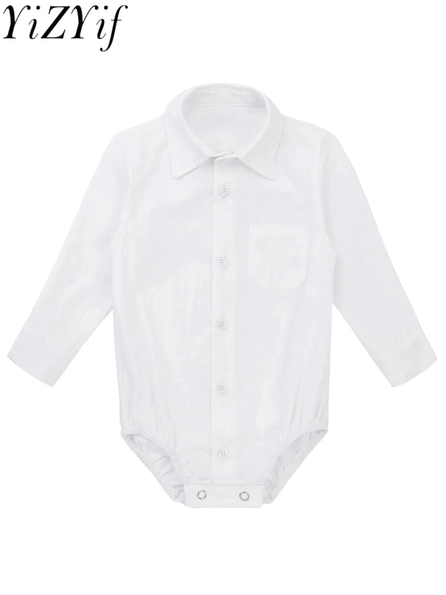 Формальная рубашка джентльмена для младенцев и мальчиков, белая Одежда для новорожденных мальчиков, одежда для свадебной вечеринки, Комбинезон для малышей с длинным рукавом, Комбинезон для тела