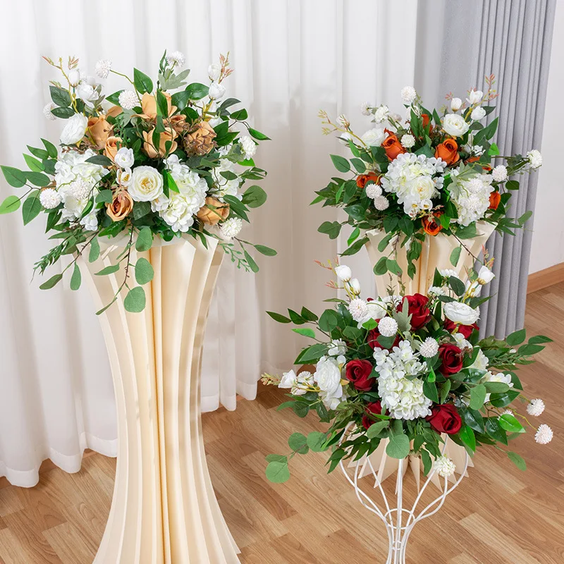 40-сантиметровый шар из роз с зелеными листьями, украшение свадебного стола, оформление цветочной сцены, витрина, Дорожные дорожки, реквизит 0
