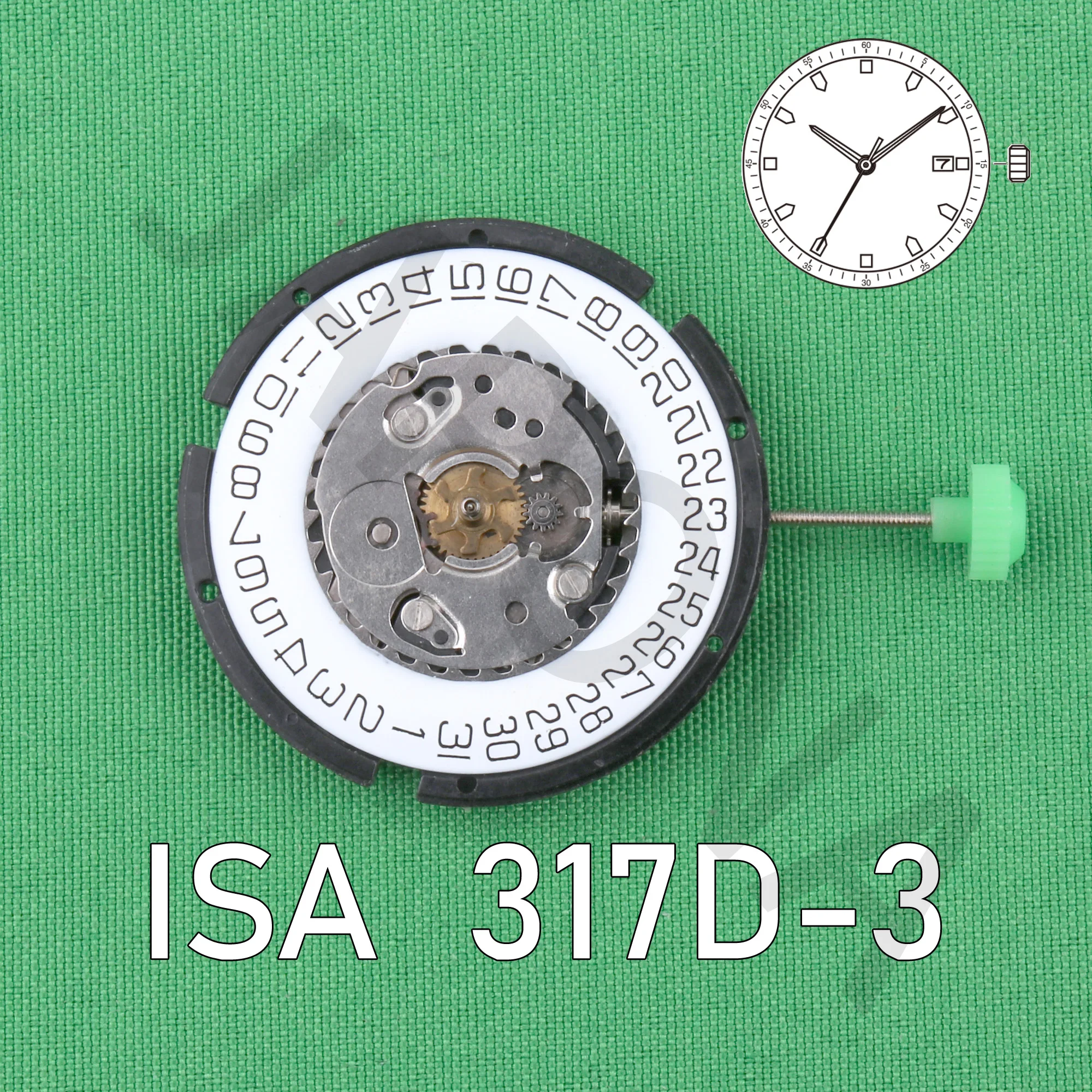 механизм 317 isa 317D-3 Стандартный кварцевый механизм с индикацией даты, механизм 3 руки
