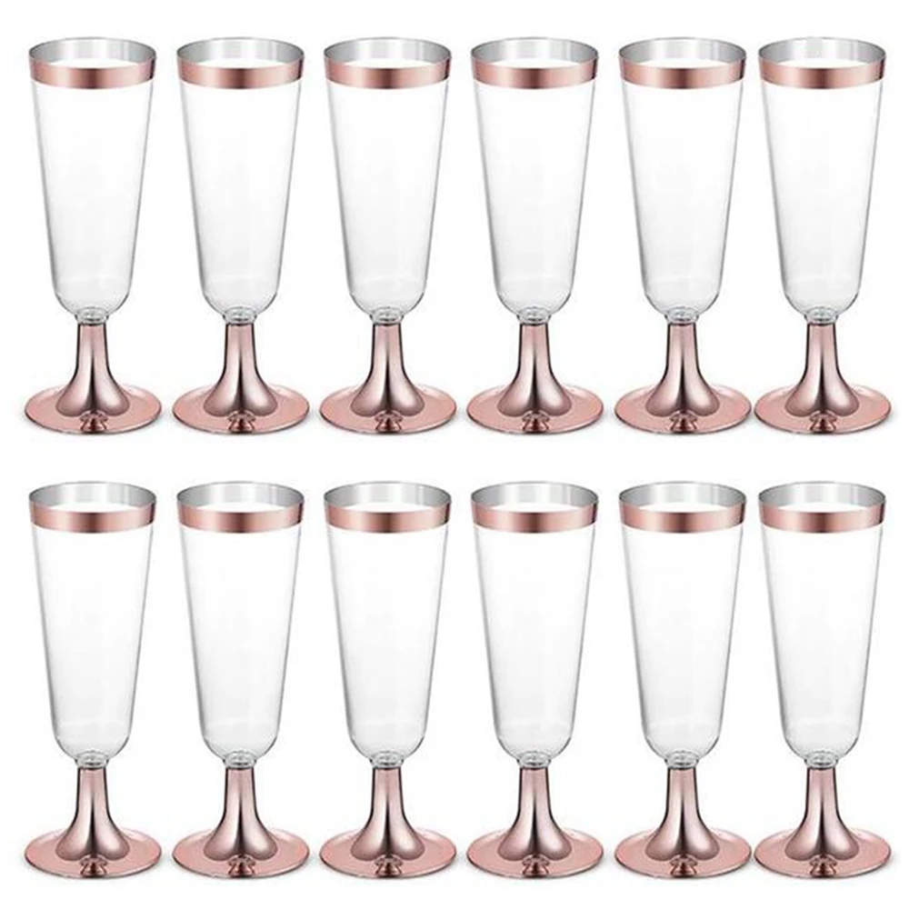 Свадебная флейта для шампанского Креативная Одноразовая Пластиковая Свадебная чашка для напитков Champagne Gl для вечеринки-Розовое золото