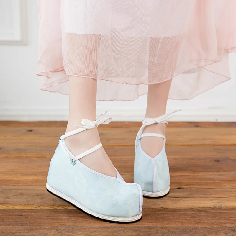увеличьте размер тканевой обуви Hanfu на 6,5 см, аксессуары для ТВ-игр принцессы, традиционная обувь для косплея феи в винтажном стиле