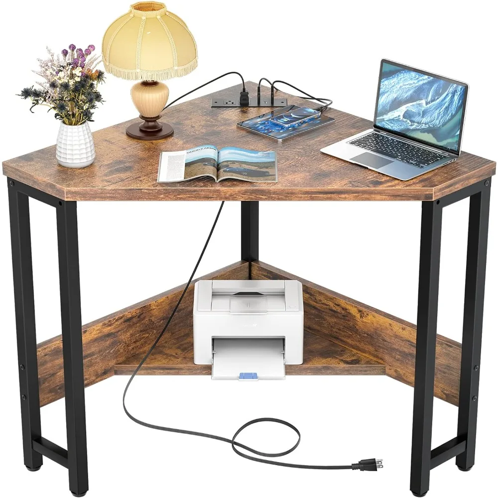 Компьютерный стол, Компьютерный стол с USB-портами, Треугольный стол с местом для хранения вещей для домашнего офиса, Бесплатная Доставка, Мебель для стола