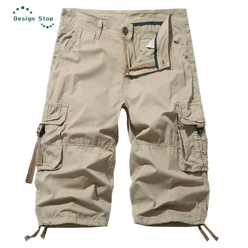 Новое поступление, мужские шорты-карго, легкий и дышащий хлопковый материал, короткие брюки-карго с множеством карманов