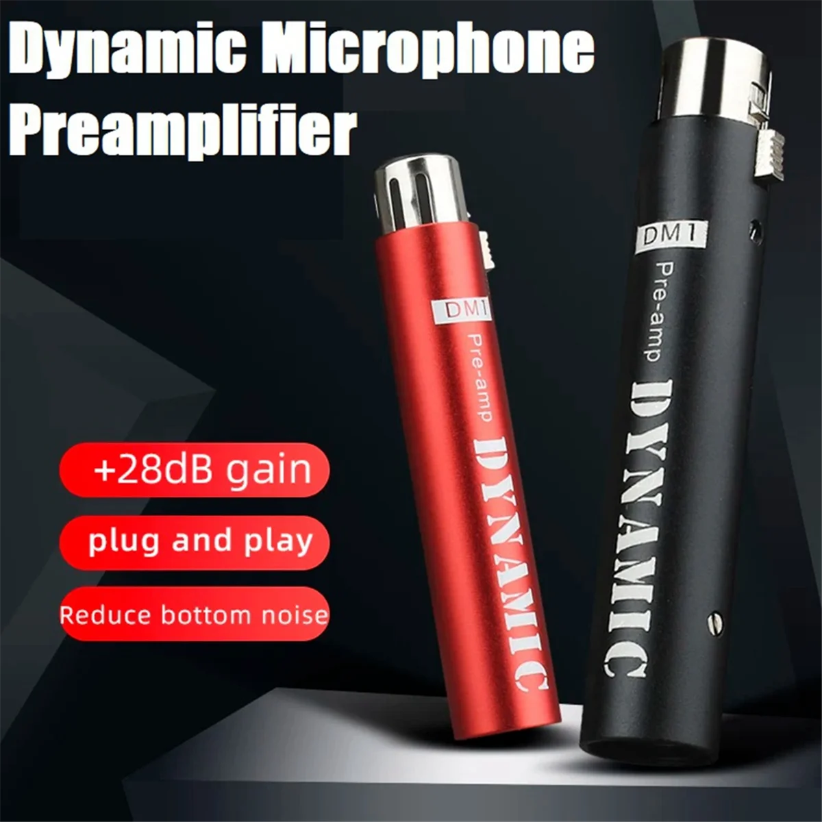 Заменить на предусилитель динамического микрофона DM1, усилитель усиления 28 ДБ для динамических и пассивных ленточных микрофонов, черный 1