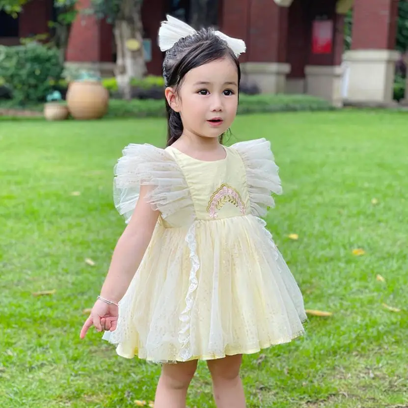 Новое летнее платье принцессы в стиле испанской Лолиты с кружевной вышивкой, детское праздничное платье на День рождения, Крещение Ид для девочек A3491 1