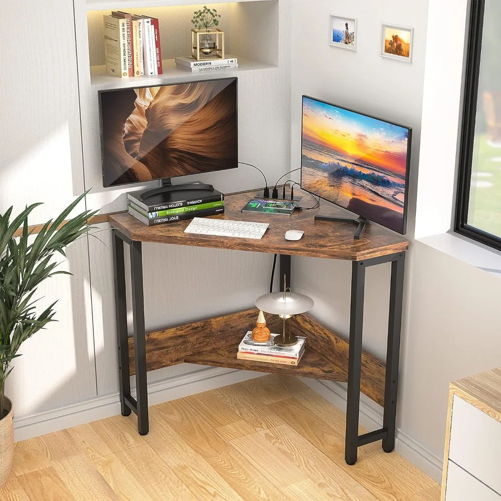 Компьютерный стол, Компьютерный стол с USB-портами, Треугольный стол с местом для хранения вещей для домашнего офиса, Бесплатная Доставка, Мебель для стола 1