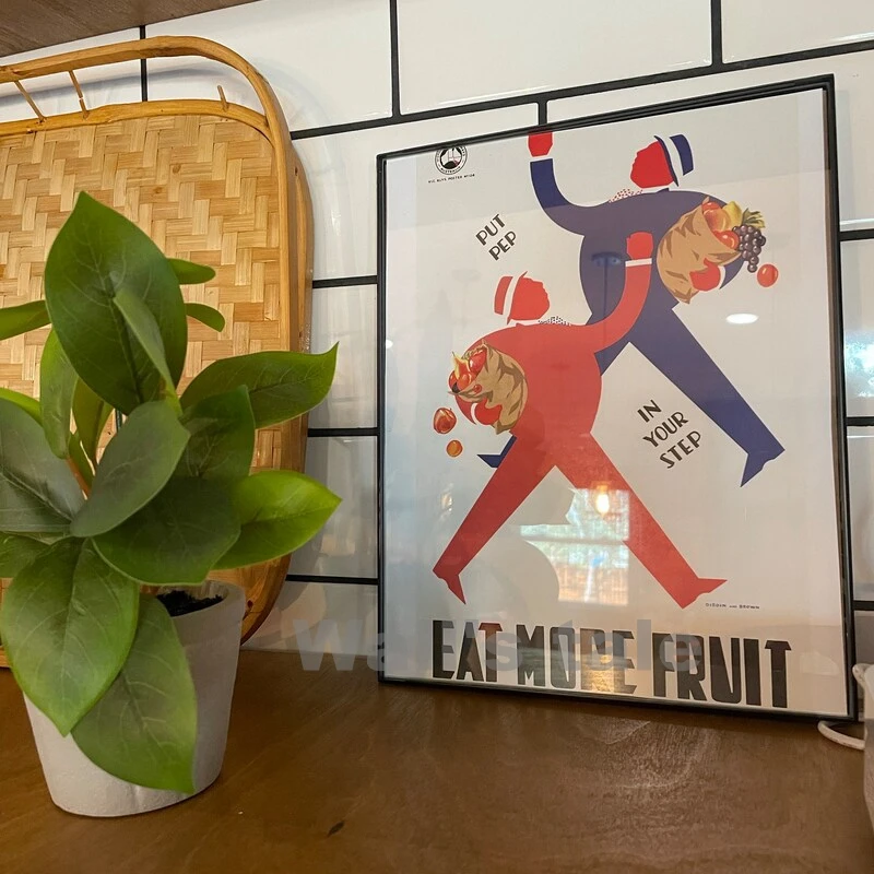 Рекламный плакат с едой и фруктами, Декор кухни, настенный арт середины века, фрукты, ретро-арт, холст, живопись, украшение столовой 2