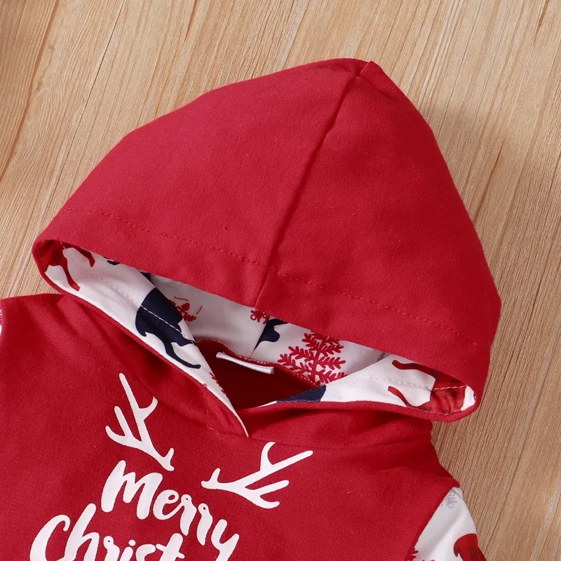 Prowow My First Baby Рождественский Наряд Одежда Для мальчиков Топ с капюшоном + Штаны с Красным Оленем 2023 г. Новогодний Костюм Для малышей от 3 до 24 м 2