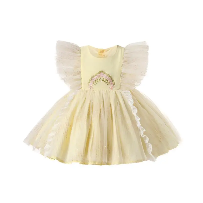 Новое летнее платье принцессы в стиле испанской Лолиты с кружевной вышивкой, детское праздничное платье на День рождения, Крещение Ид для девочек A3491 2