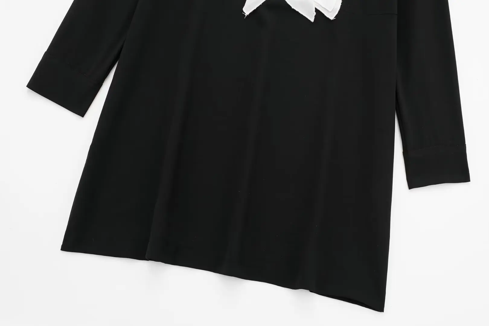 Женское платье-рубашка с оборками TRAF, черные, белые Короткие платья для женщин, офисное платье с длинным рукавом, женская уличная одежда, женское платье на пуговицах. 3