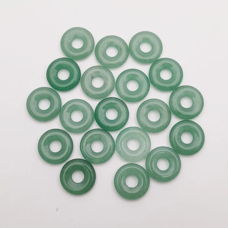 Модный высококачественный натуральный зеленый камень Авантюрин 18 мм круглый пончик подвески-талисманы для изготовления ювелирных изделий 20 шт./лот оптом 3
