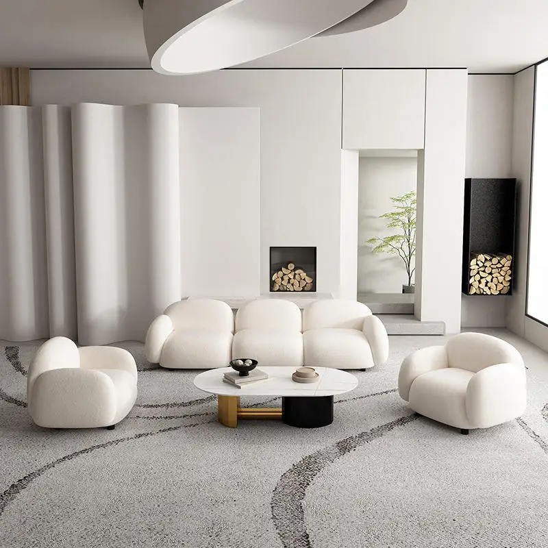 Скандинавская гостиная креативный диван-ягненок приемная повседневный магазин одежды с тремя диванами односпальный диван-кресло 4