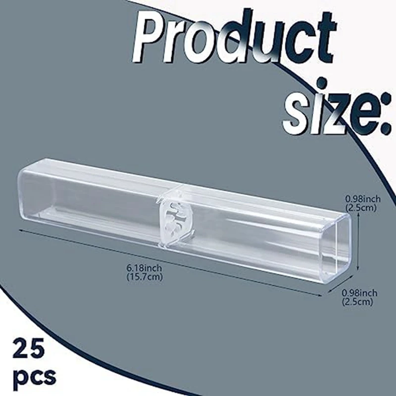 25шт Прозрачный акриловый пенал для карандашей Набор упаковочных коробок для карандашей Пустой пластиковый контейнер для хранения ручек 5