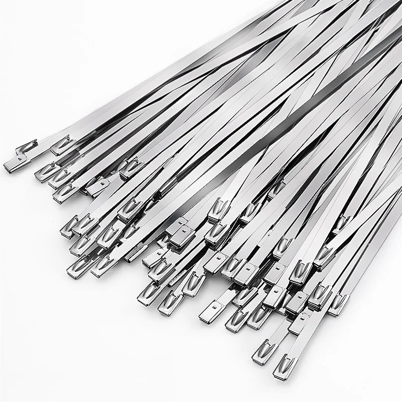10/200 шт Металлические кабельные стяжки из нержавеющей стали с вытяжным покрытием, фиксирующие металлические кабельные стяжки с застежкой-молнией, многофункциональные фиксирующие кабельные стяжки 5