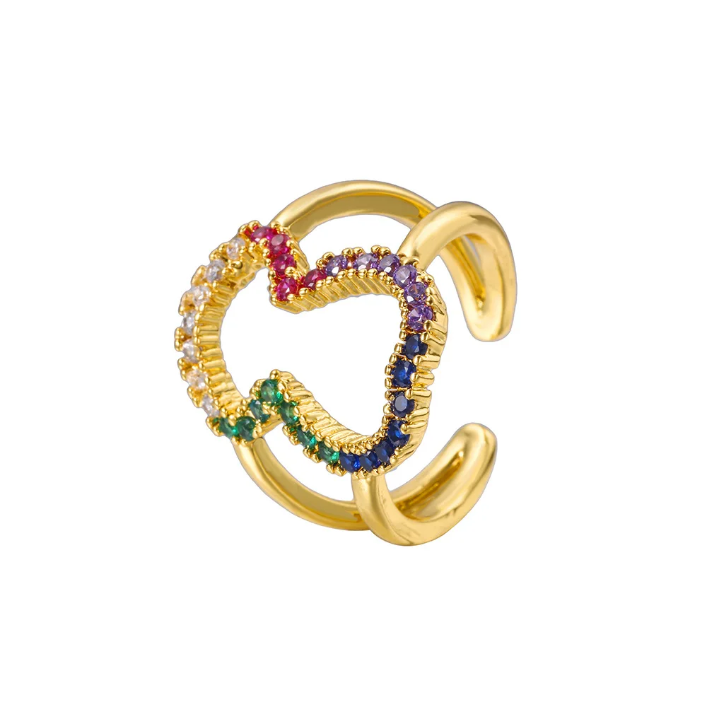 Позолоченные Разноцветные кольца с кубическим цирконием CZ, свадебные украшения, Милое Открытое кольцо с медвежьим пальчиком для женщин, подарок для вечеринки 5