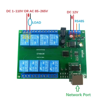 1 ШТ 8-Канальный Сетевой Ethernet RS485 Многофункциональный Релейный Модуль Modbus Slave RTU TCP/IP UART Коммутационная Плата для Промышленного Управления ПЛК 4