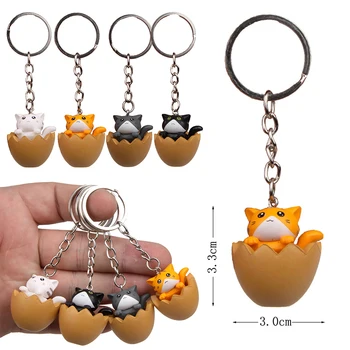 1 шт. Милые модели кошек в яичной скорлупе Ручной работы, креативная Корейская версия брелка для ключей Cartoon Keychain