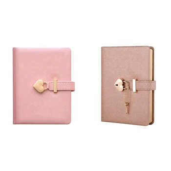 2 шт. Кодовый замок в форме сердца, Дневник с ключом, Личные органайзеры, Секретный блокнот в подарок-Розовый с шампанским 0